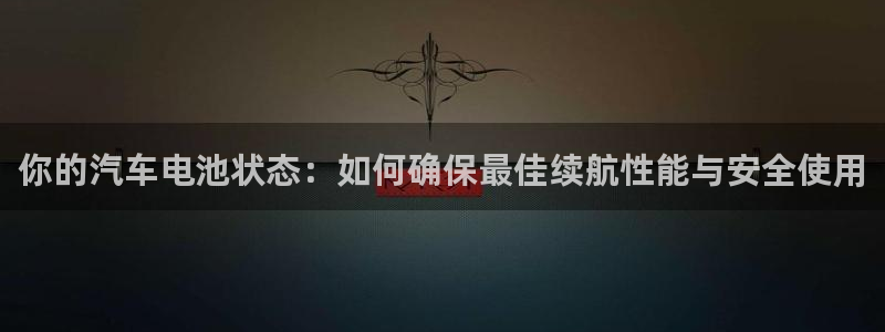 优发国际游戏网站：你的汽车电池状态：如何确保最佳续航性能与安全使用